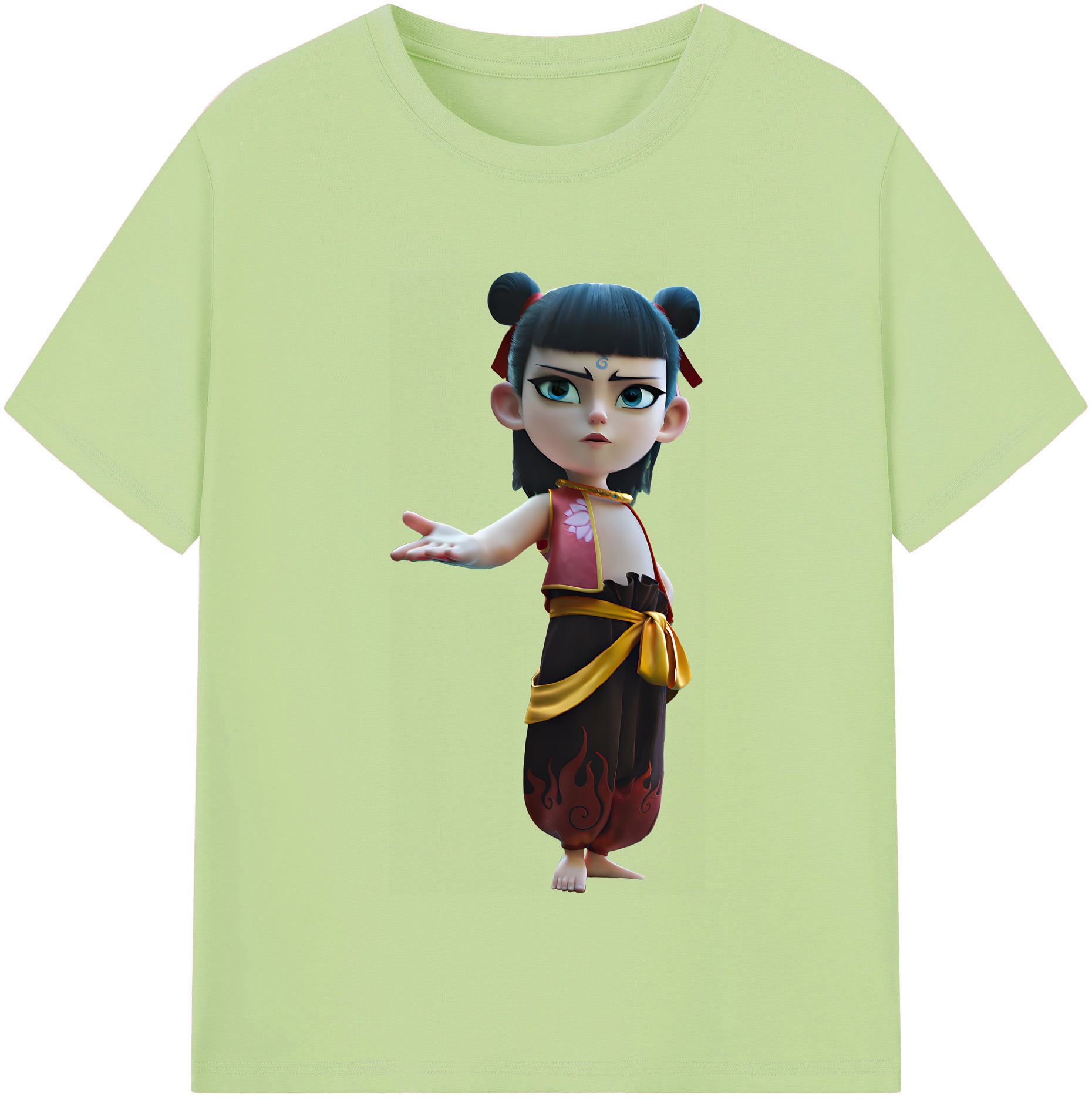（画像用） Ne Zha 2 ナタ 魔童の大暴れ 綿100％半袖Tシャツ（フロントプリント）